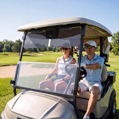 BBTO side profile installed on a golf cart showing glare reduction benefit