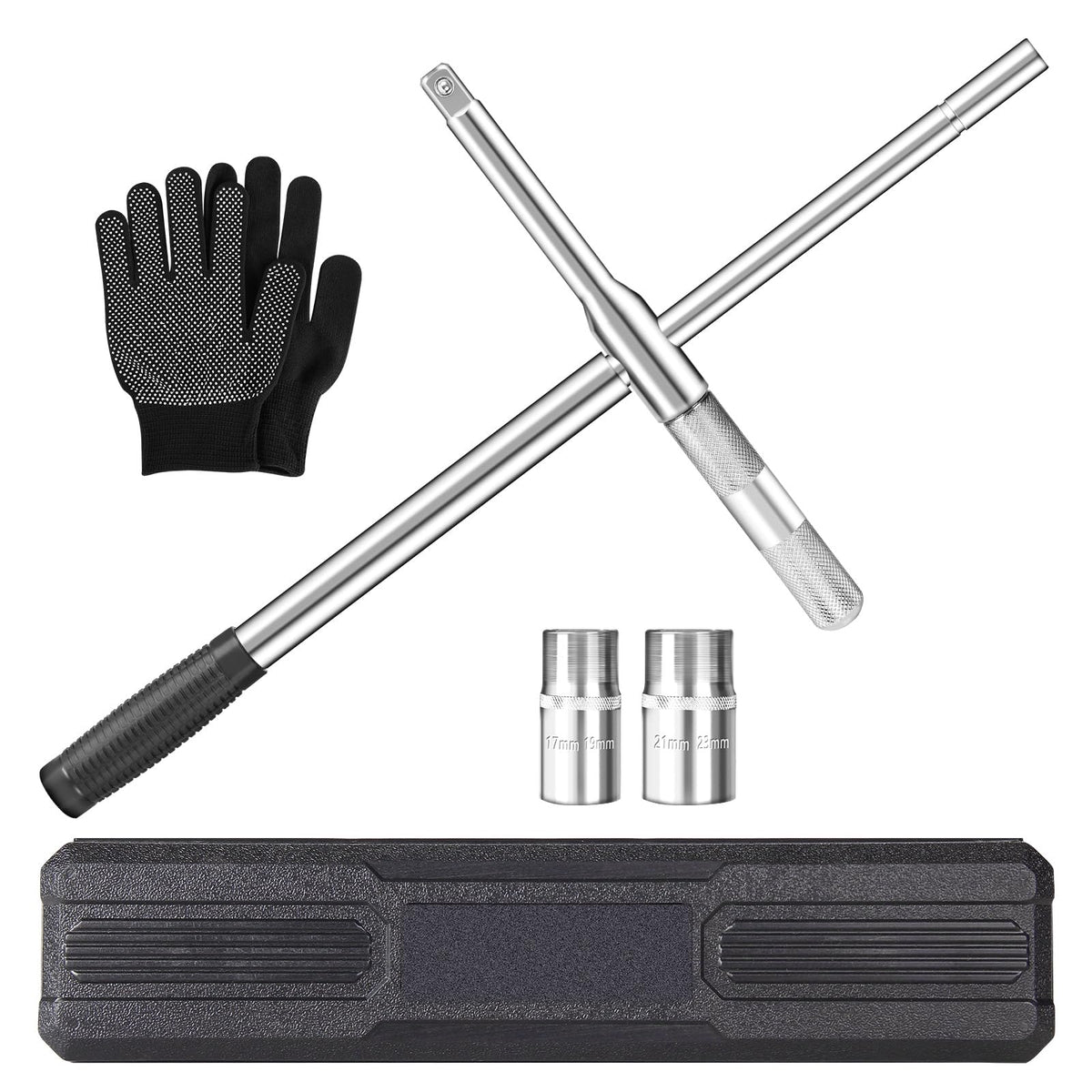 BCJCLTS front view of 4-way lug wrench showing complete tool and balance benefit