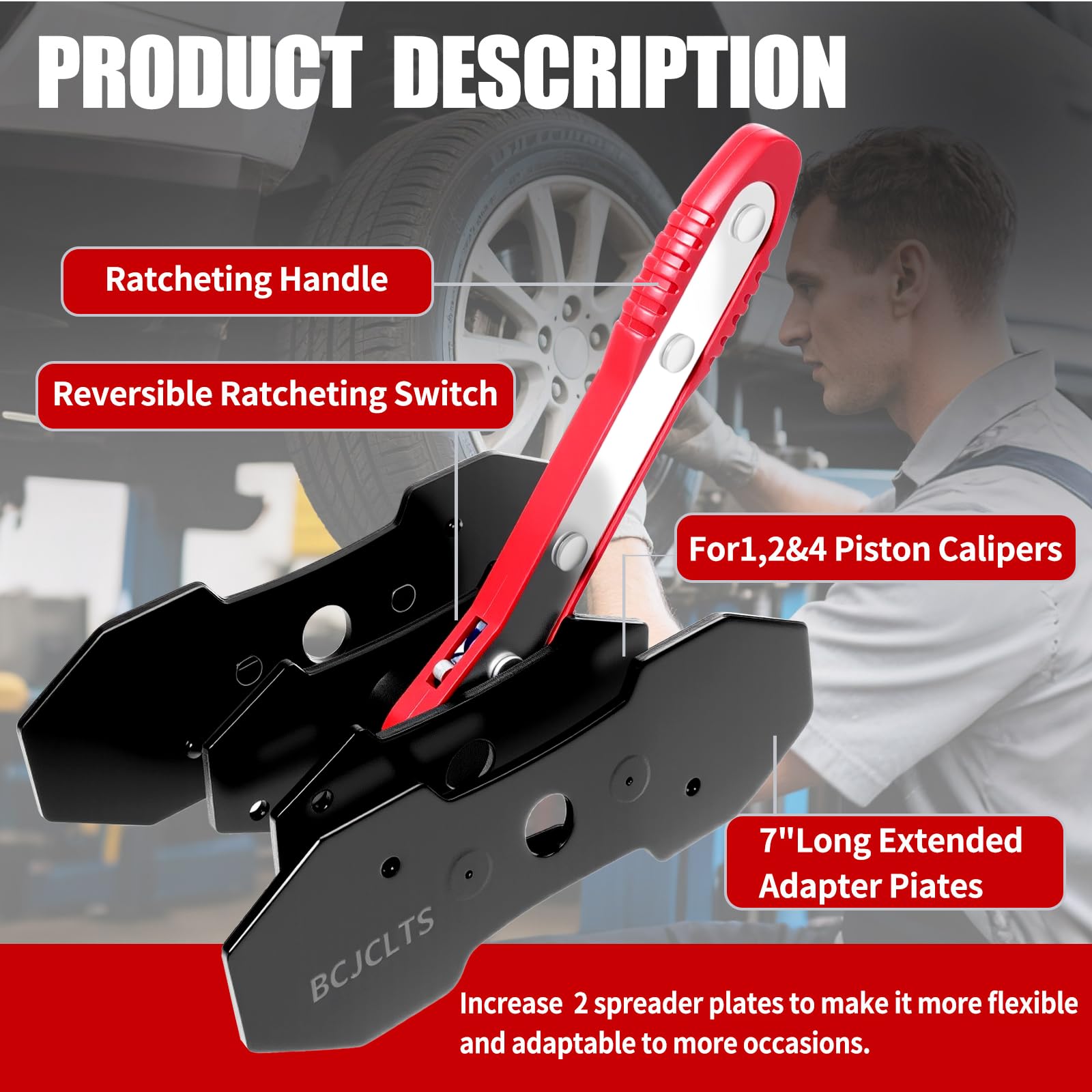 BCJCLTS closeup of the ratcheting head highlighting 360-degree positioning benefit