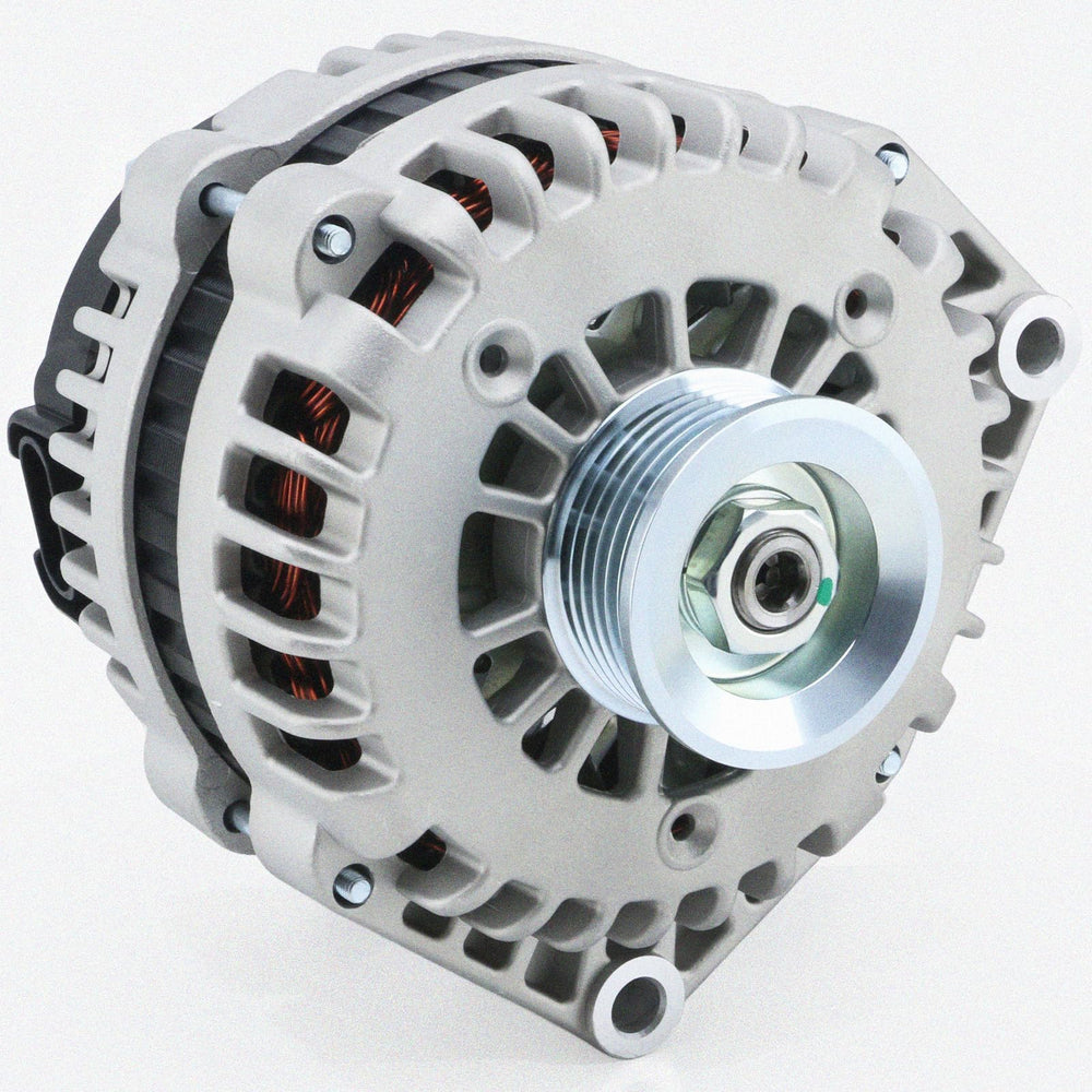 BDELI alternator front view showing sturdy housing and mounting points for easy fit