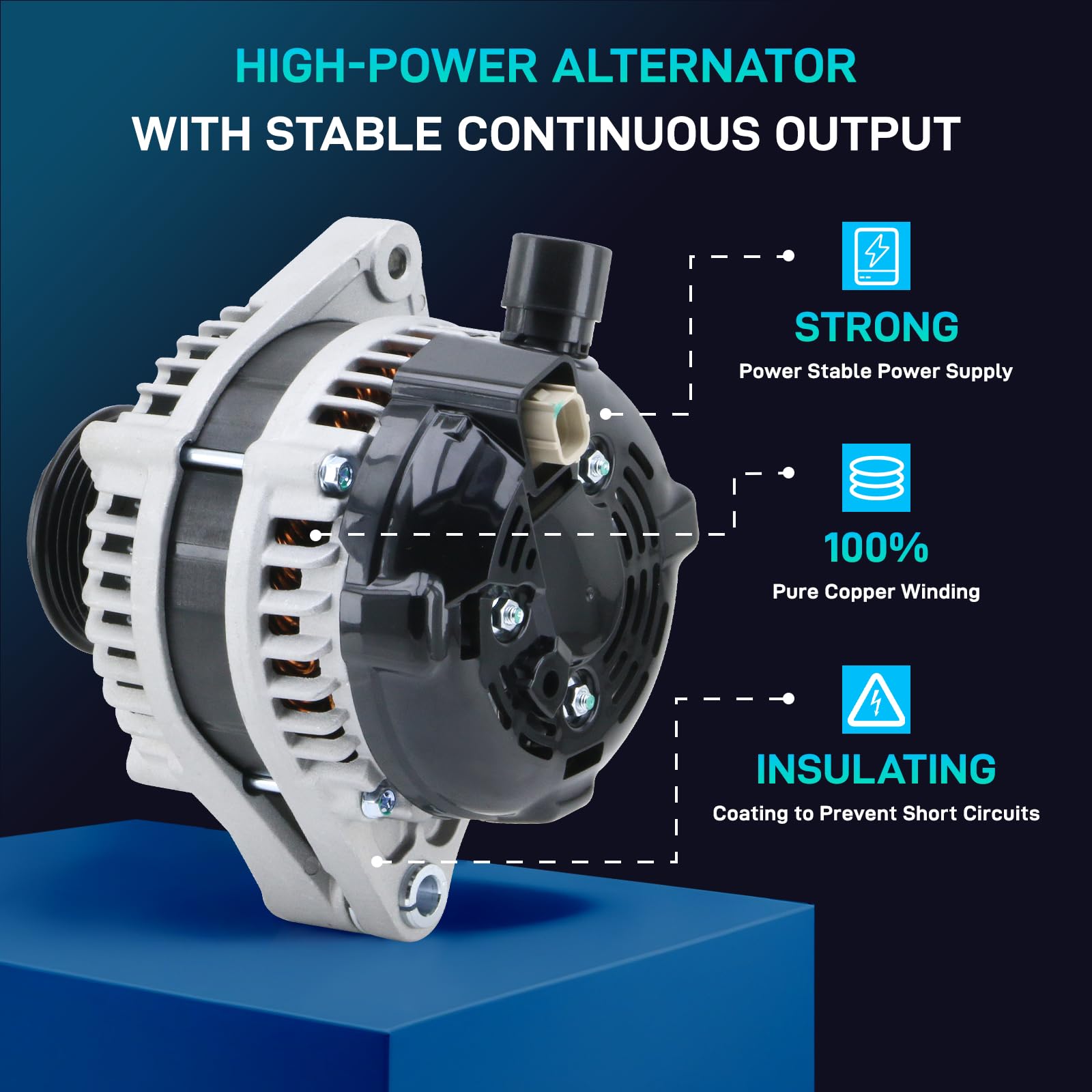 BDELI alternator side mounting points for straightforward bolt alignment