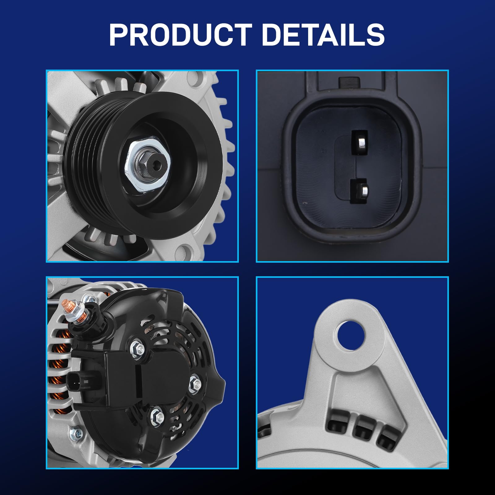 BDELI alternator installed under hood of Jeep showing direct-fit replacement benefit