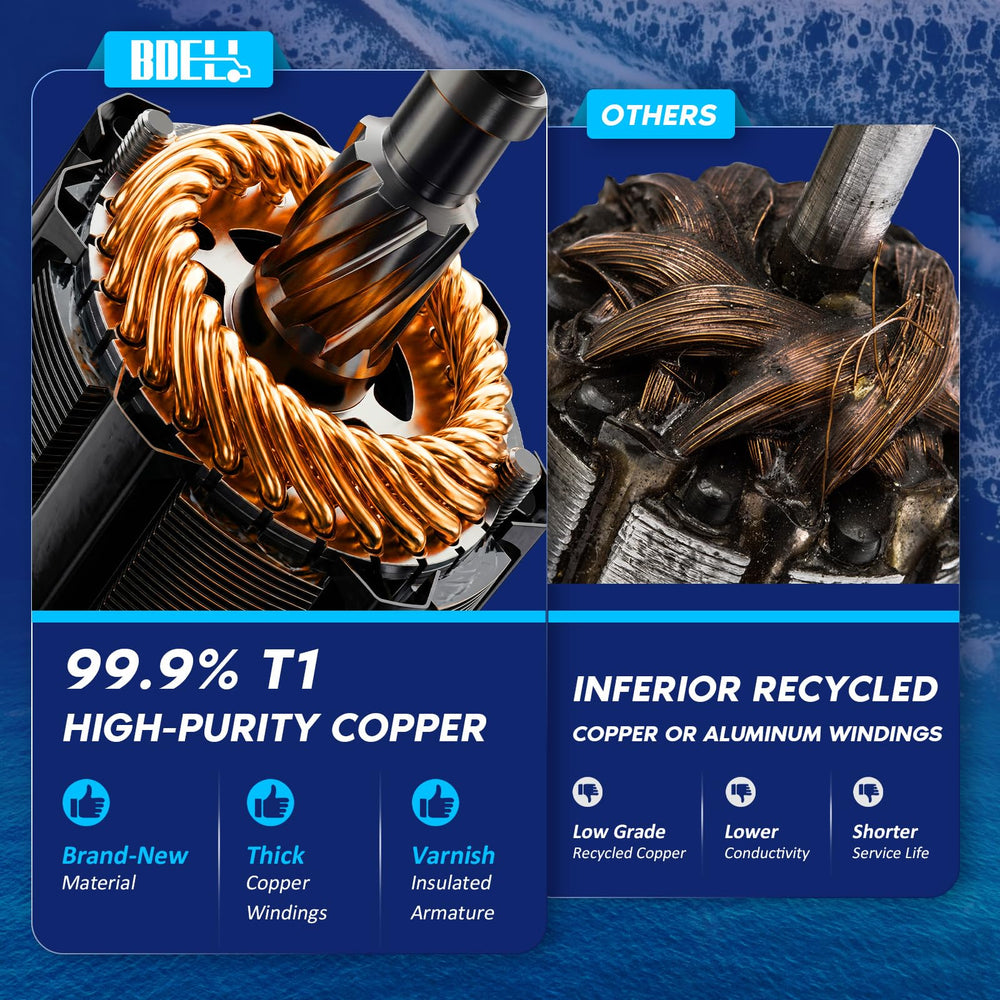 BDELI starter installed on marine engine showing direct-replacement convenience