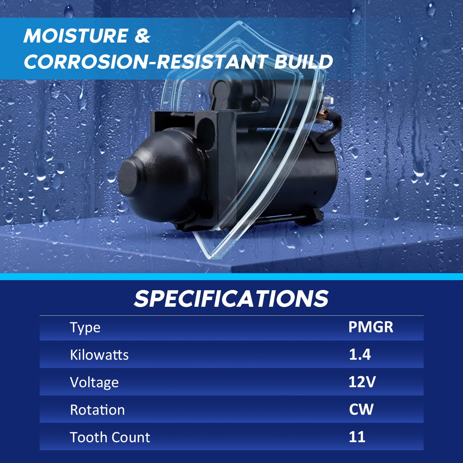 BDELI starter size comparison next to ruler showing compact gear-reduction scale