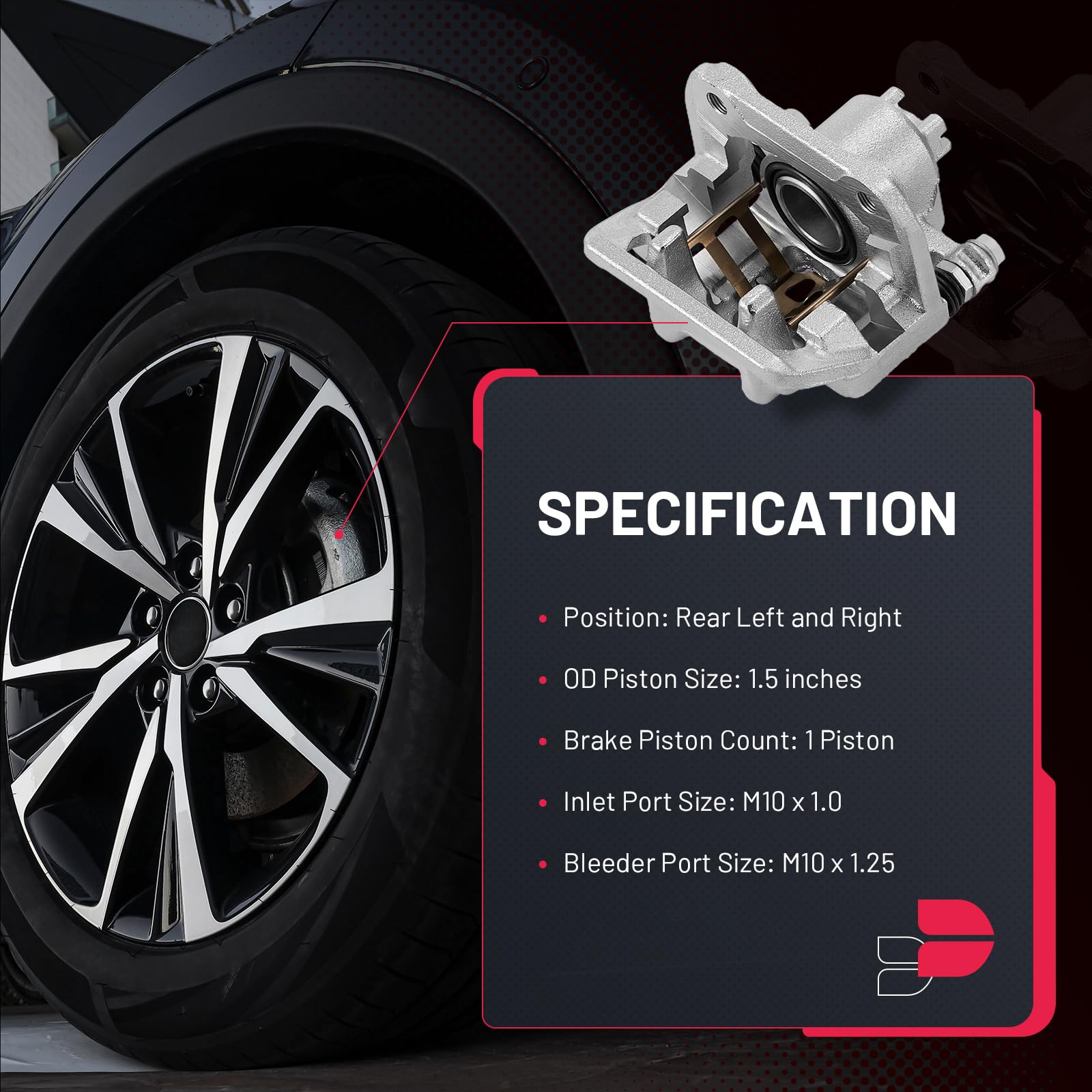 BDFHYK caliper mounted on brake knuckle illustrating easy bolt-on fit