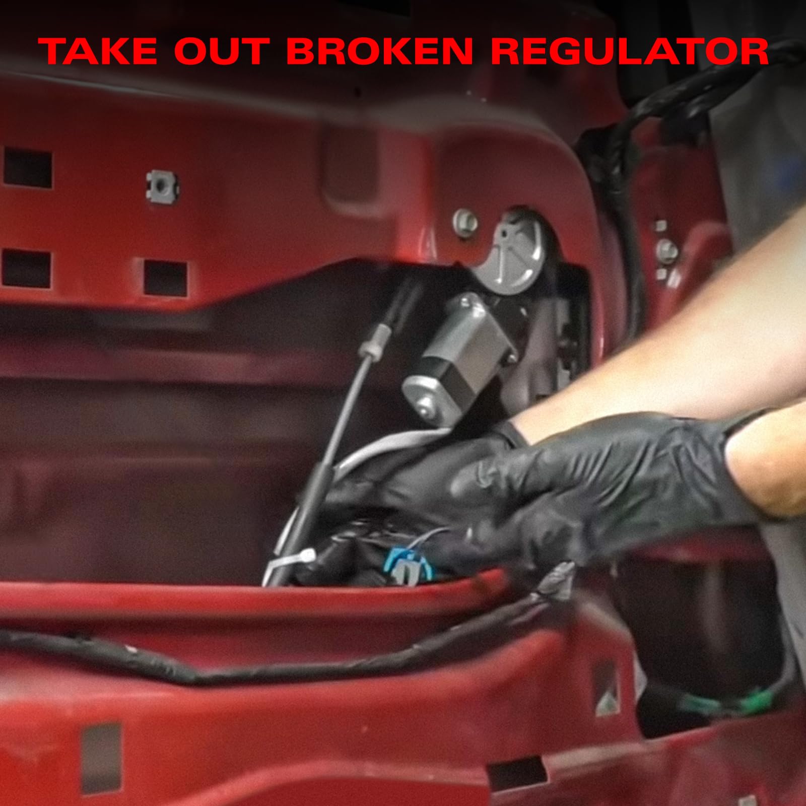 BDFHYK installed in door during operation showing quiet, smooth window movement