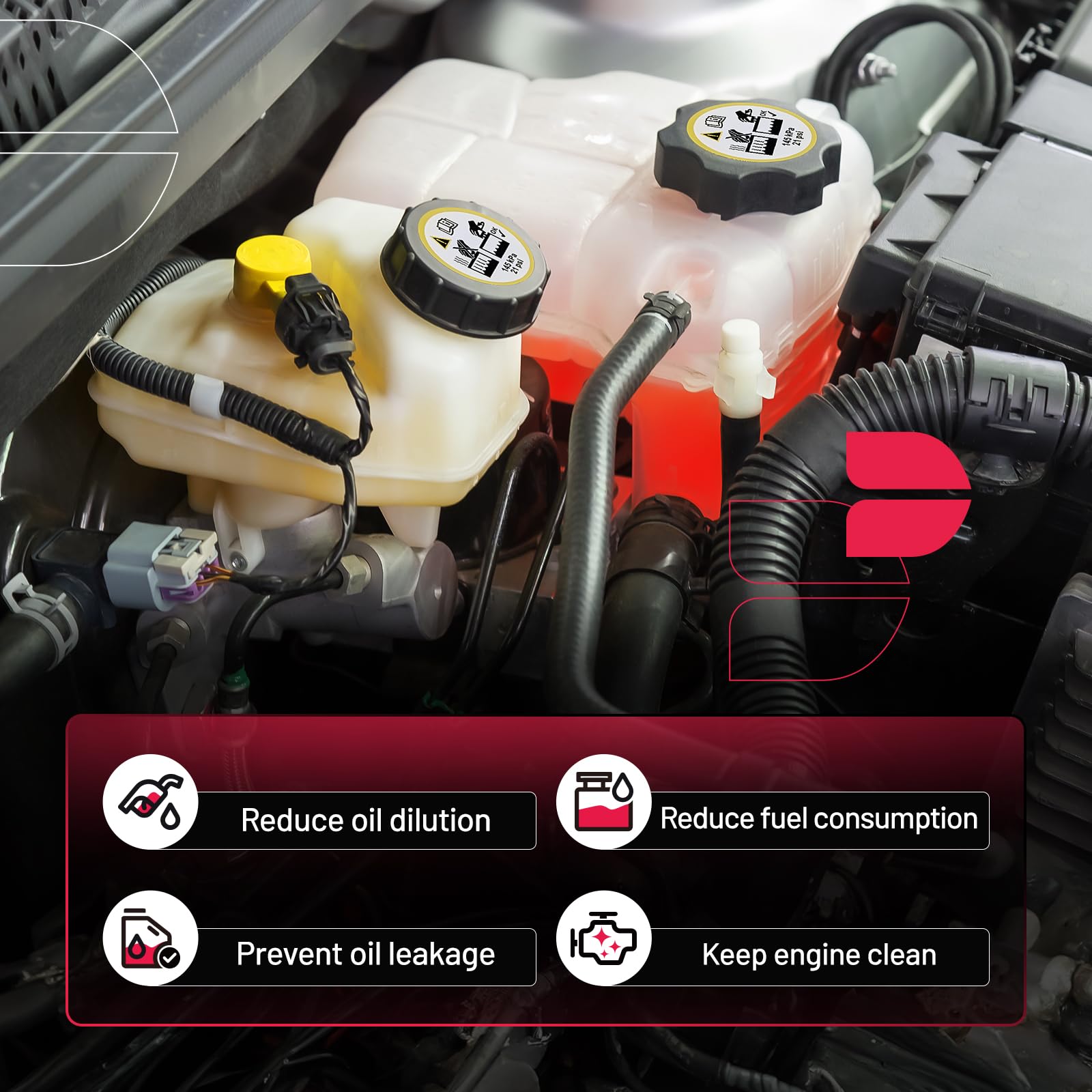BDFHYK reservoir installed in Nissan engine bay for compatibility