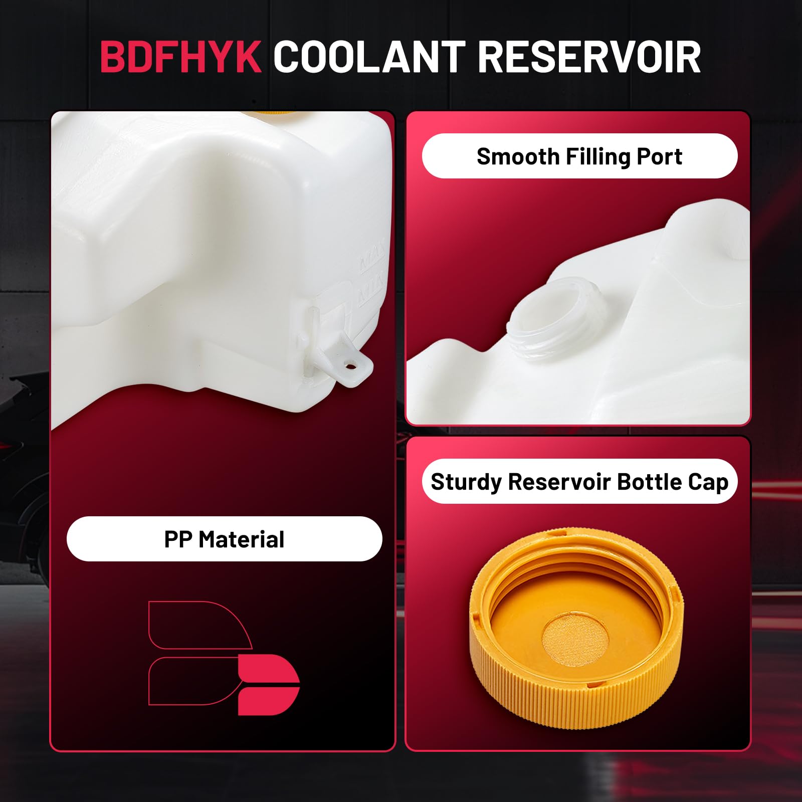 BDFHYK reservoir level window close-up for quick coolant checks