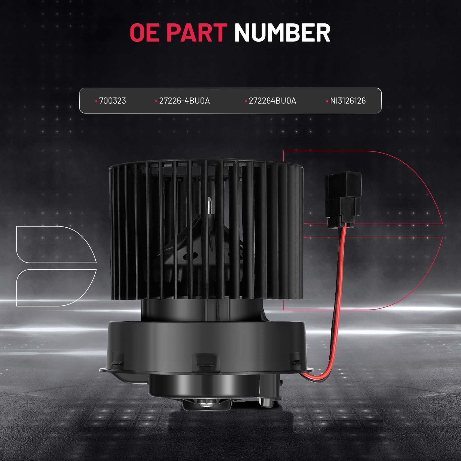 BDFHYK blower motor next to ruler to show size and installation scale