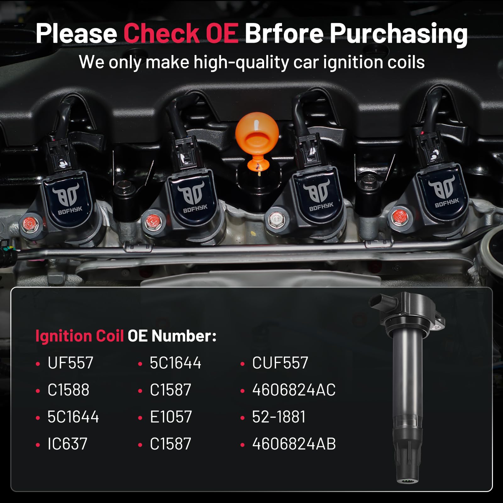 BDFHYK UF557 installed in engine bay demonstrating direct-fit convenience