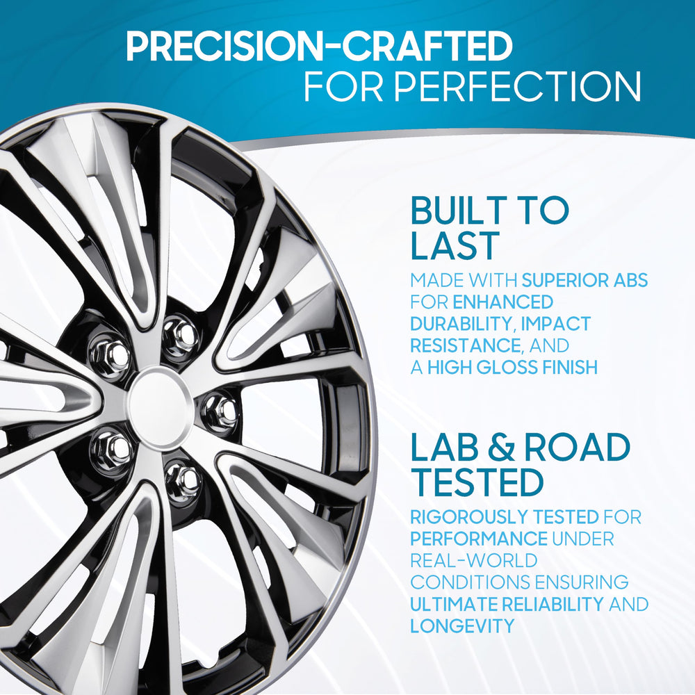 BDK hubcap next to ruler for scale showing 16-inch fit and easy measurement