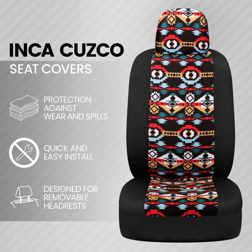 BDK aztec headrest closeup with matching print for coordinated style