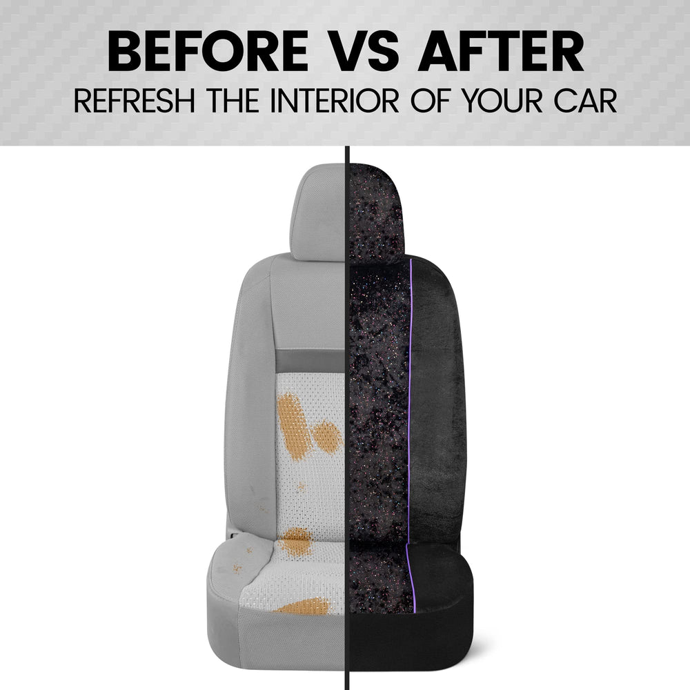 BDK seat cover beside factory seat showing scale and universal fit