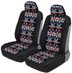 BDK front seat covers front view showing vibrant Aztec pattern and protection