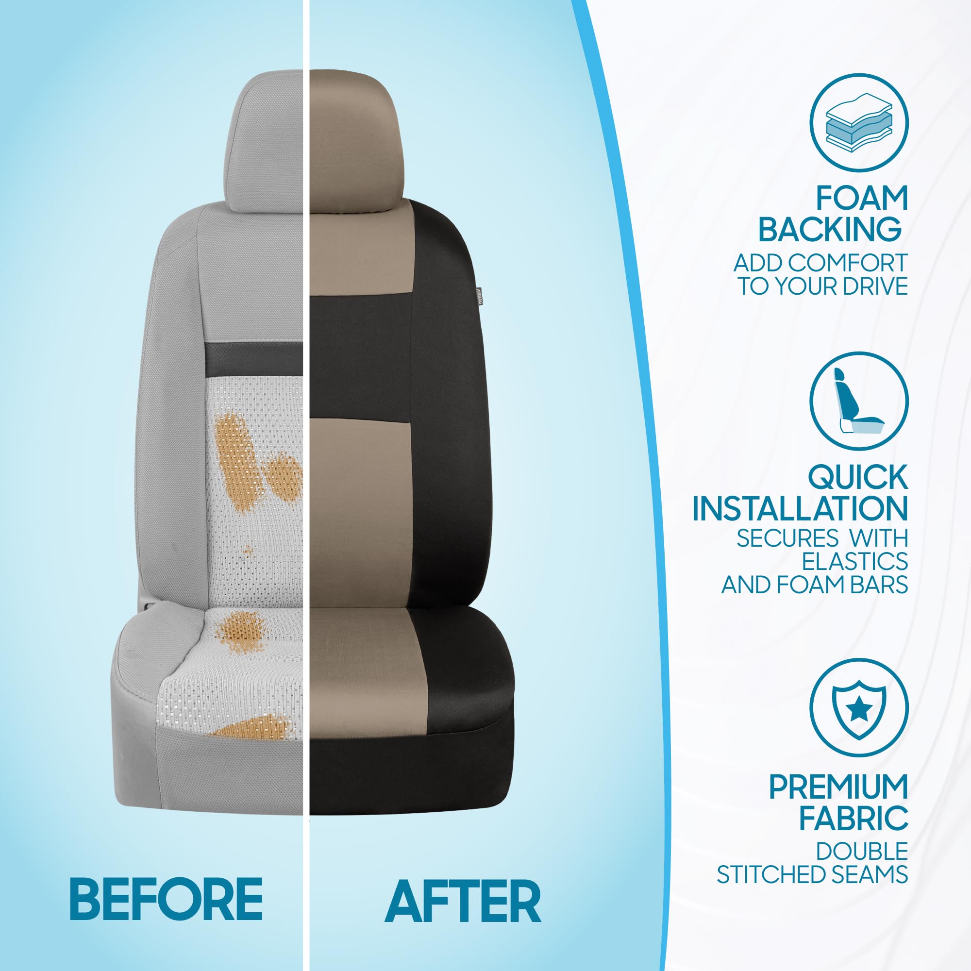 BDK seat covers installed in SUV showing instant interior upgrade