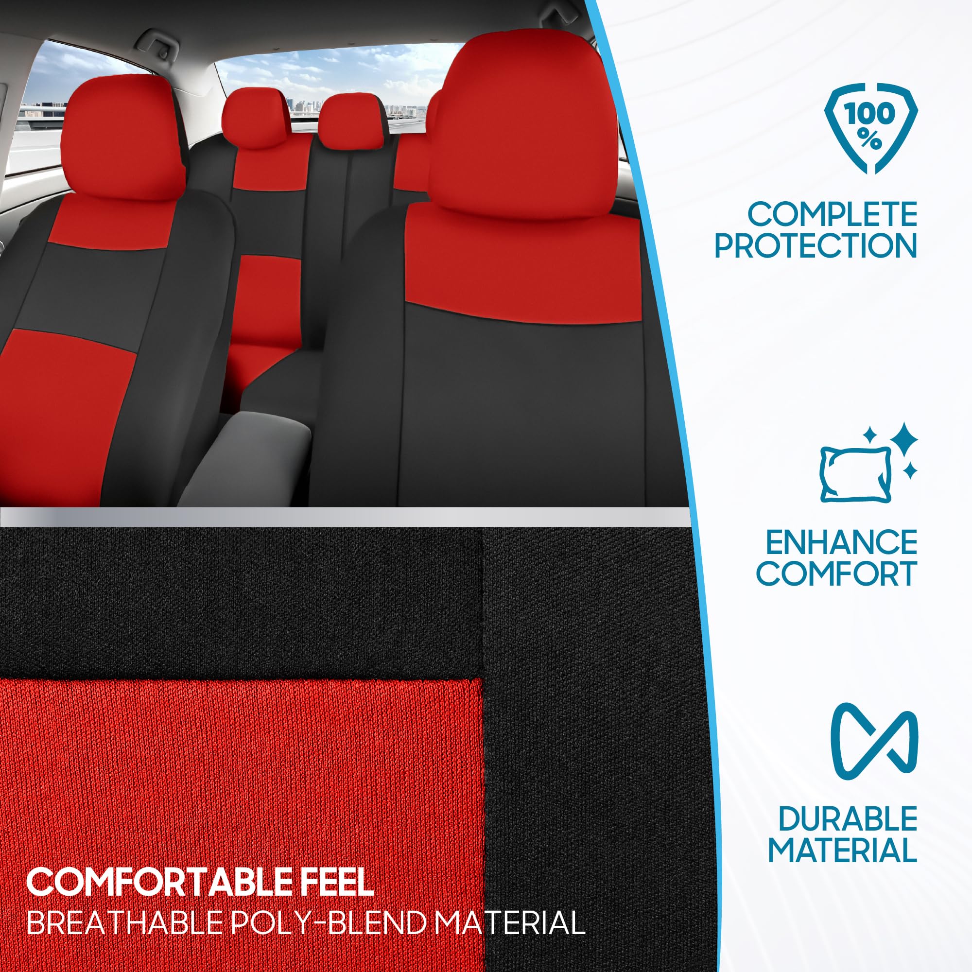 BDK headrest covers detail showing snug fit and coordinated look