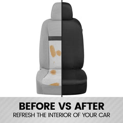 BDK seat cover backside showing stretch panels and adjustable straps for stability