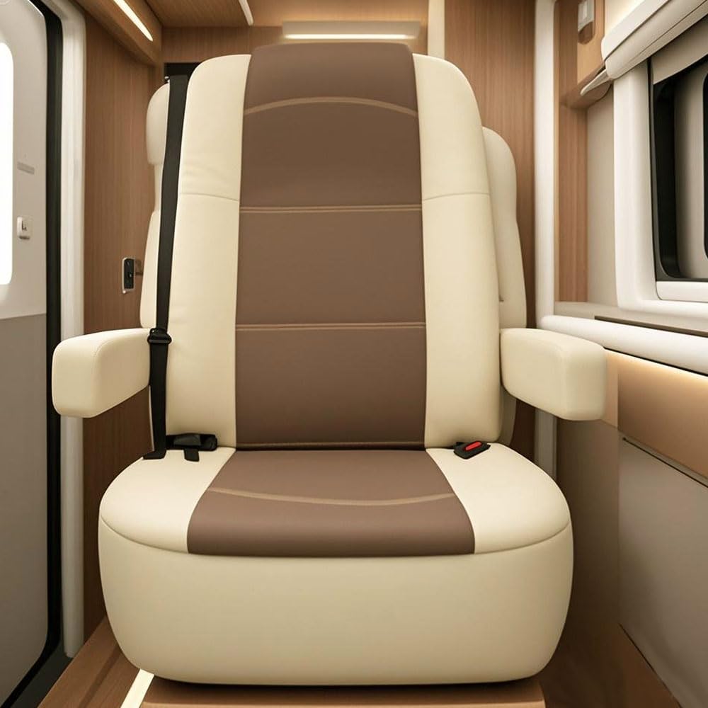 BeadChica front view on captain chair showing full coverage and protection