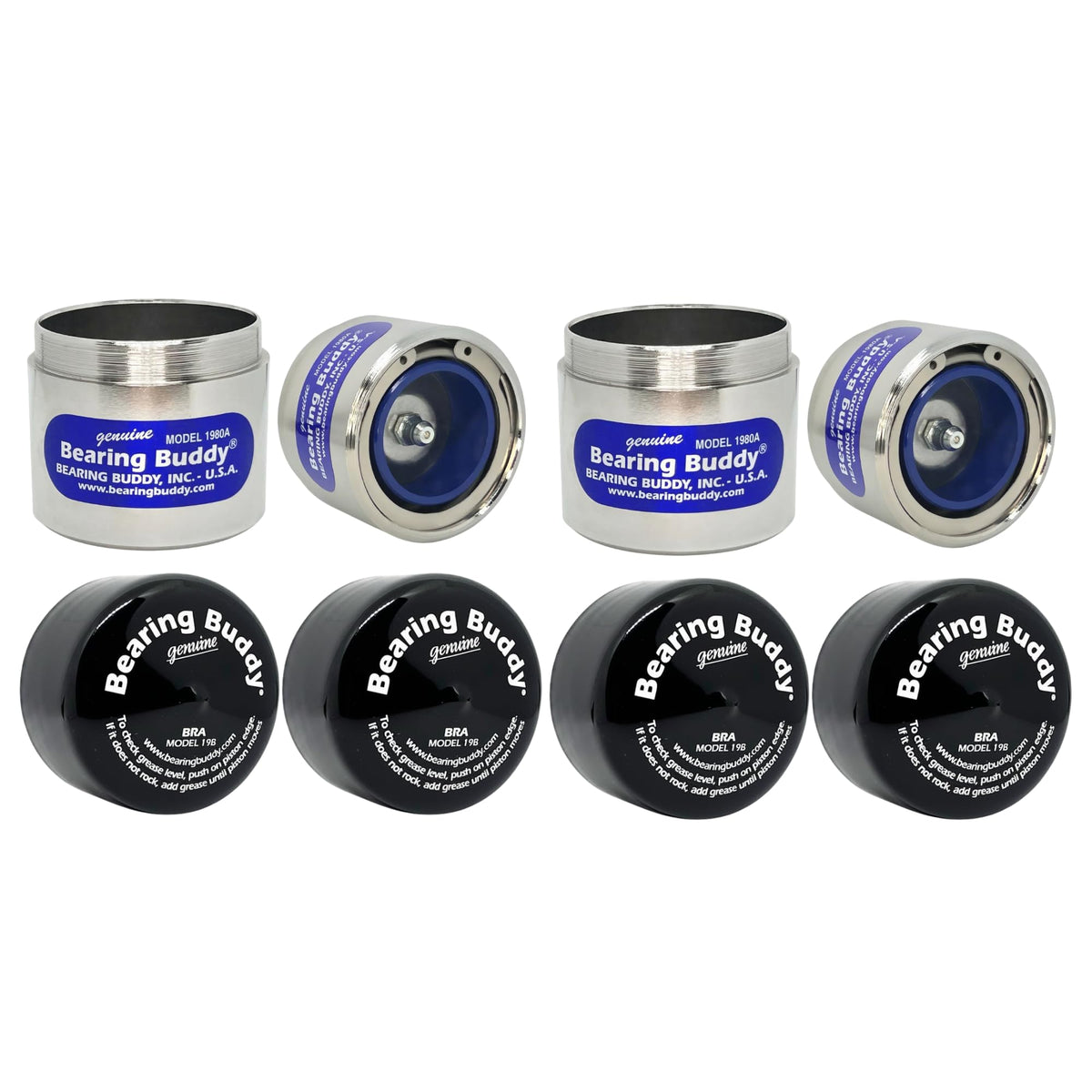 Bearing Buddy chrome front view showing durable finish and secure fit benefit