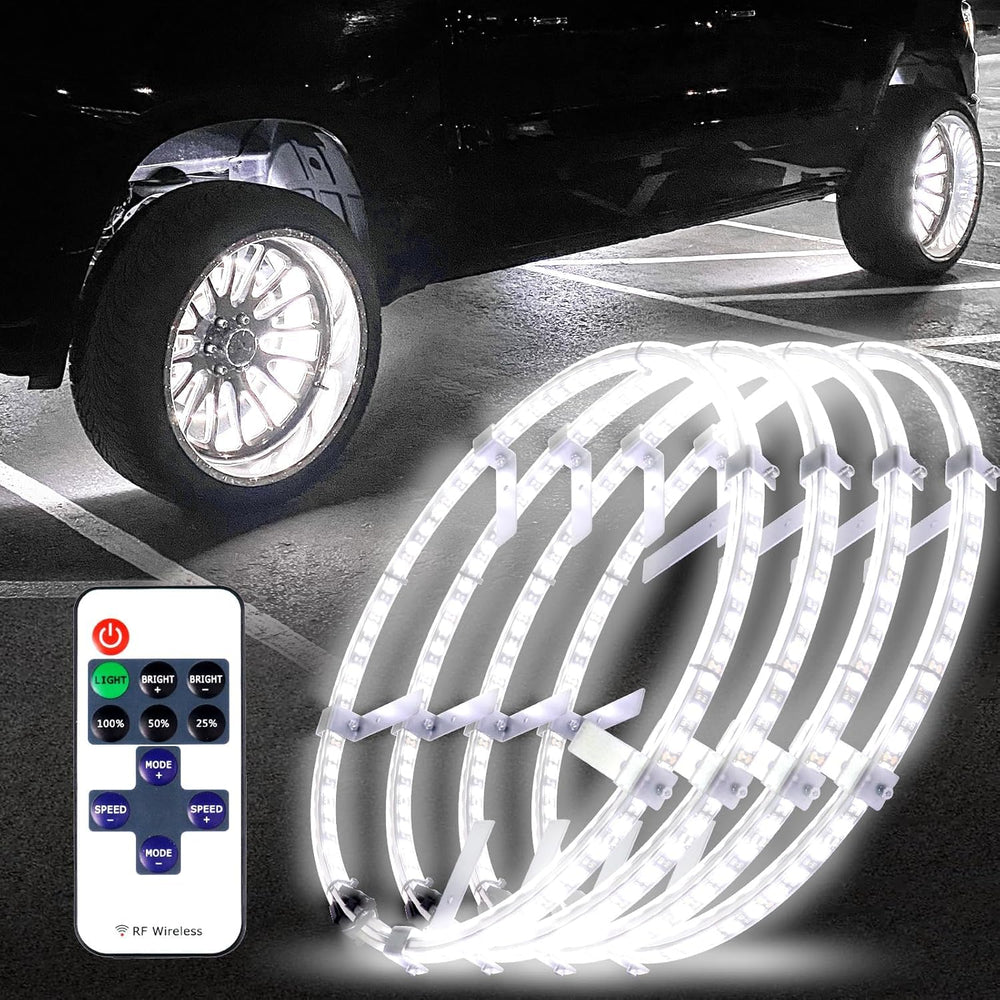 Beatto front view 17-inch wheel light showing bright white illumination and enhanced visibility