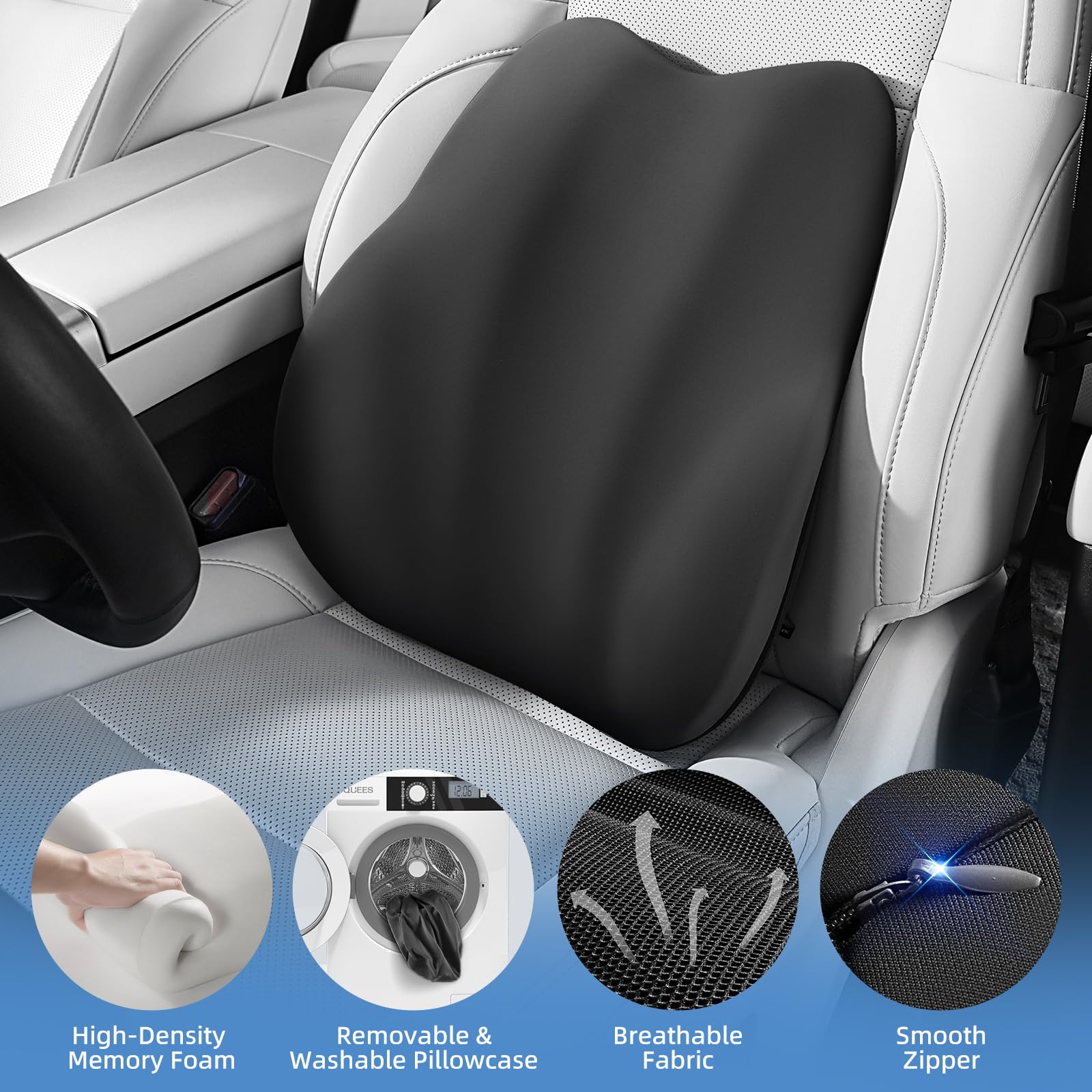 BEBAS installed on a car seat demonstrating secure fit and improved driving comfort