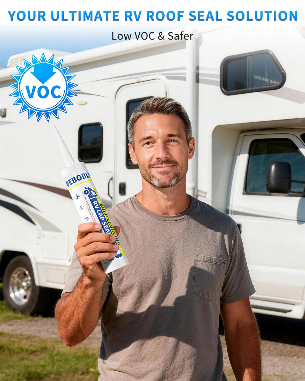 BEBOBLY being used on motorhome roof in real repair for weather protection