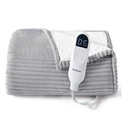 Bedsure throw front view showing ribbed flannel and cozy look for comfort