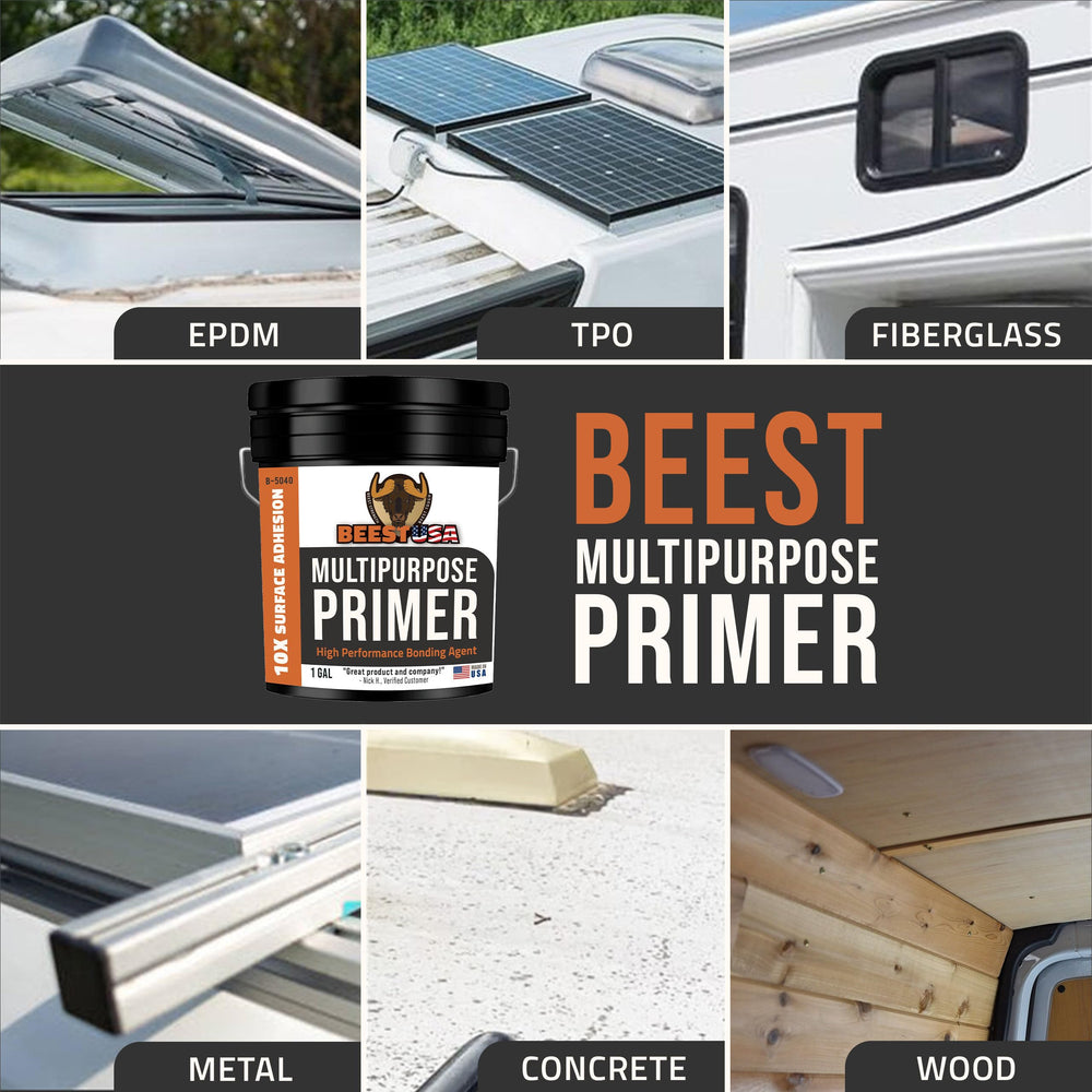 BEEST primer roller application on wood deck improving surface bonding