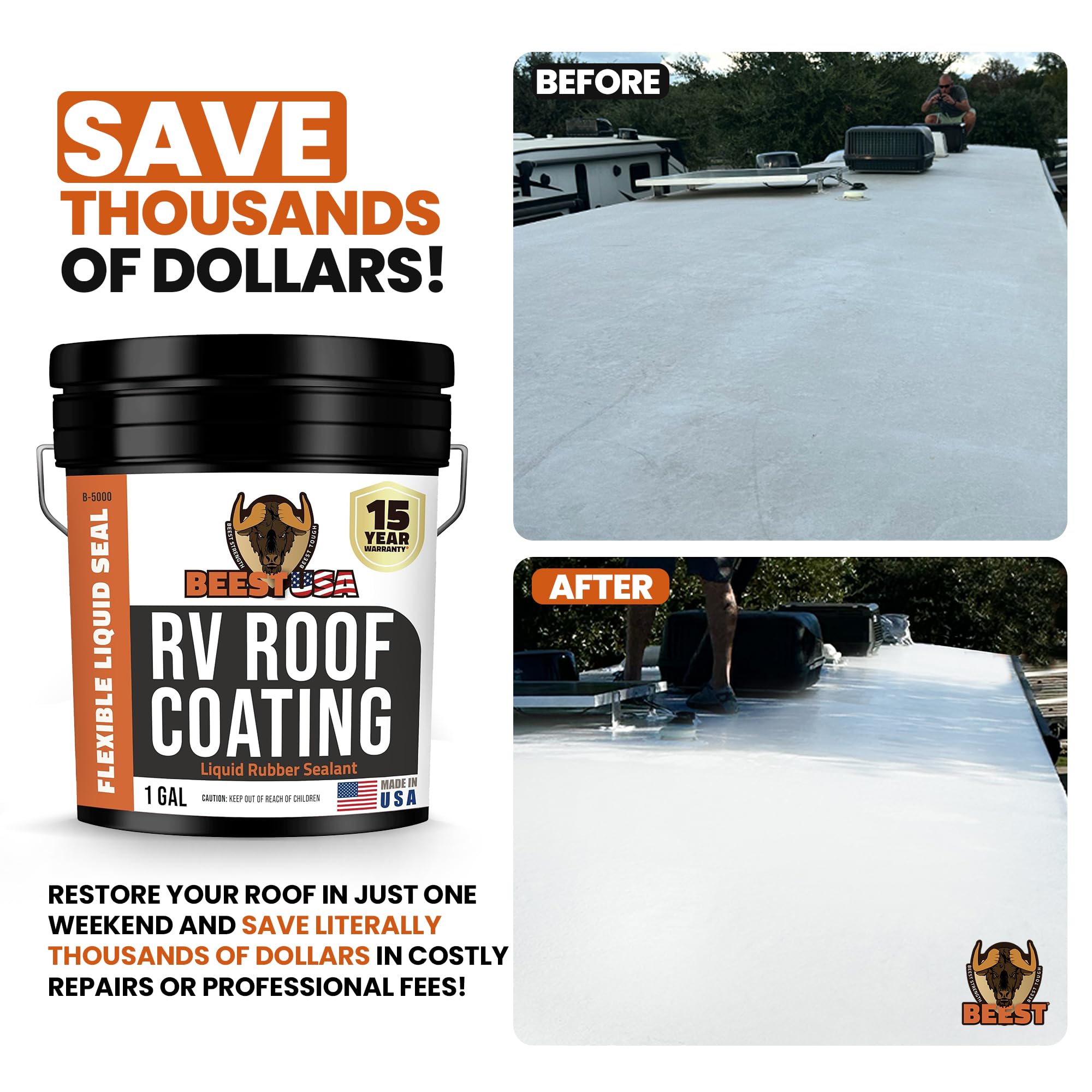 BEEST coating applied on a trailer roof demonstrating waterproof protection