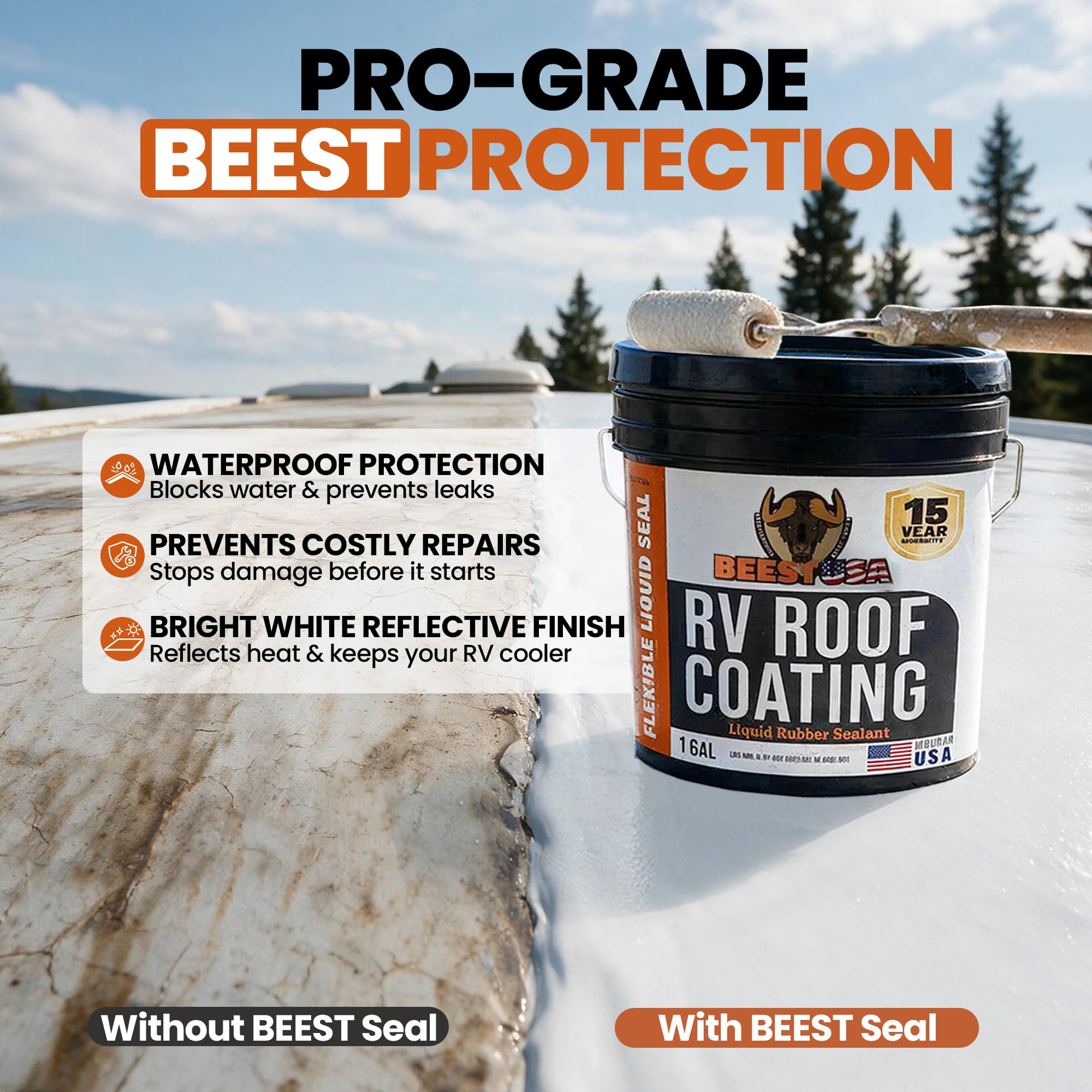 BEEST label close-up highlighting usage instructions and UV reflective benefit
