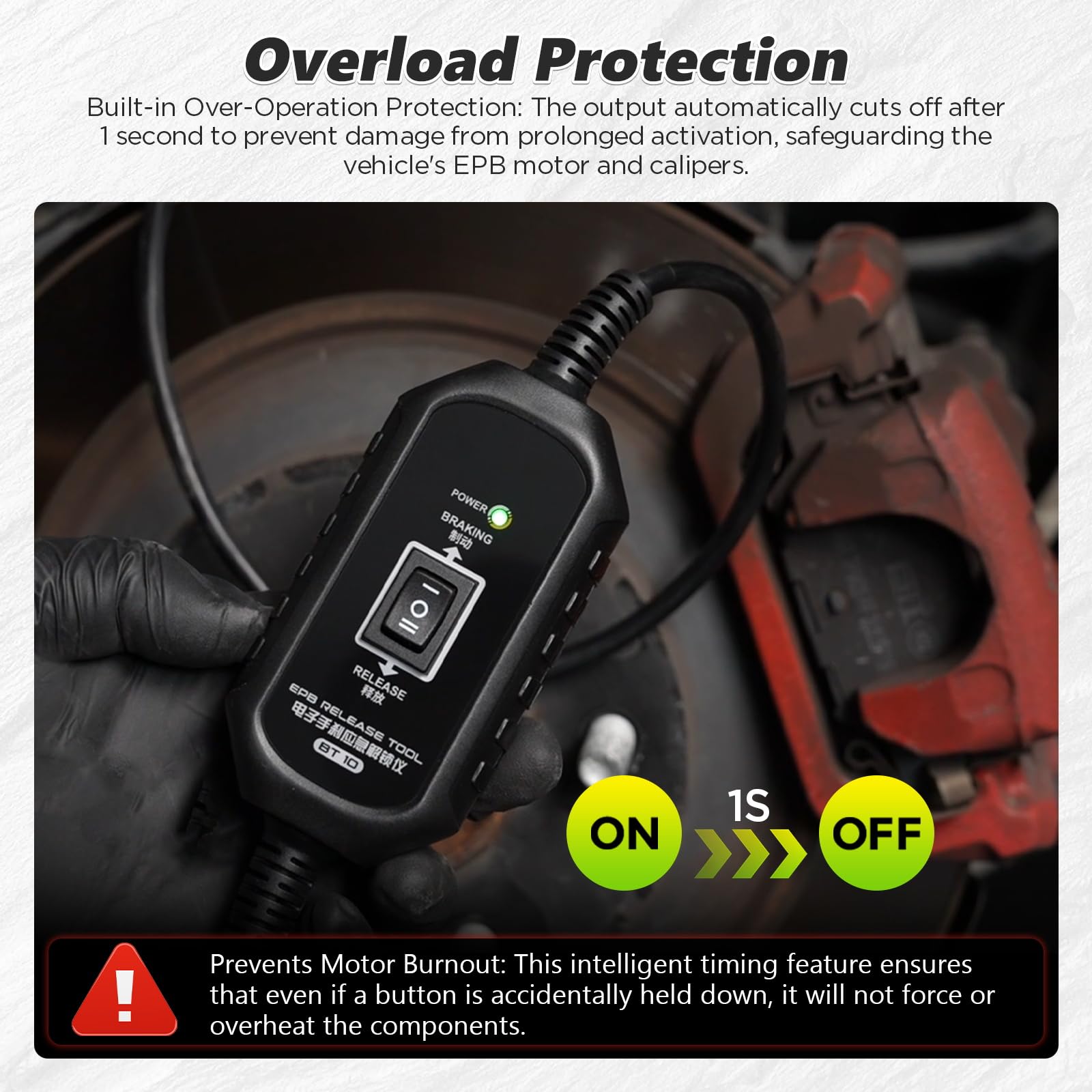 BELEY BT10 close-up of rocker switch and LED indicator for intuitive operation