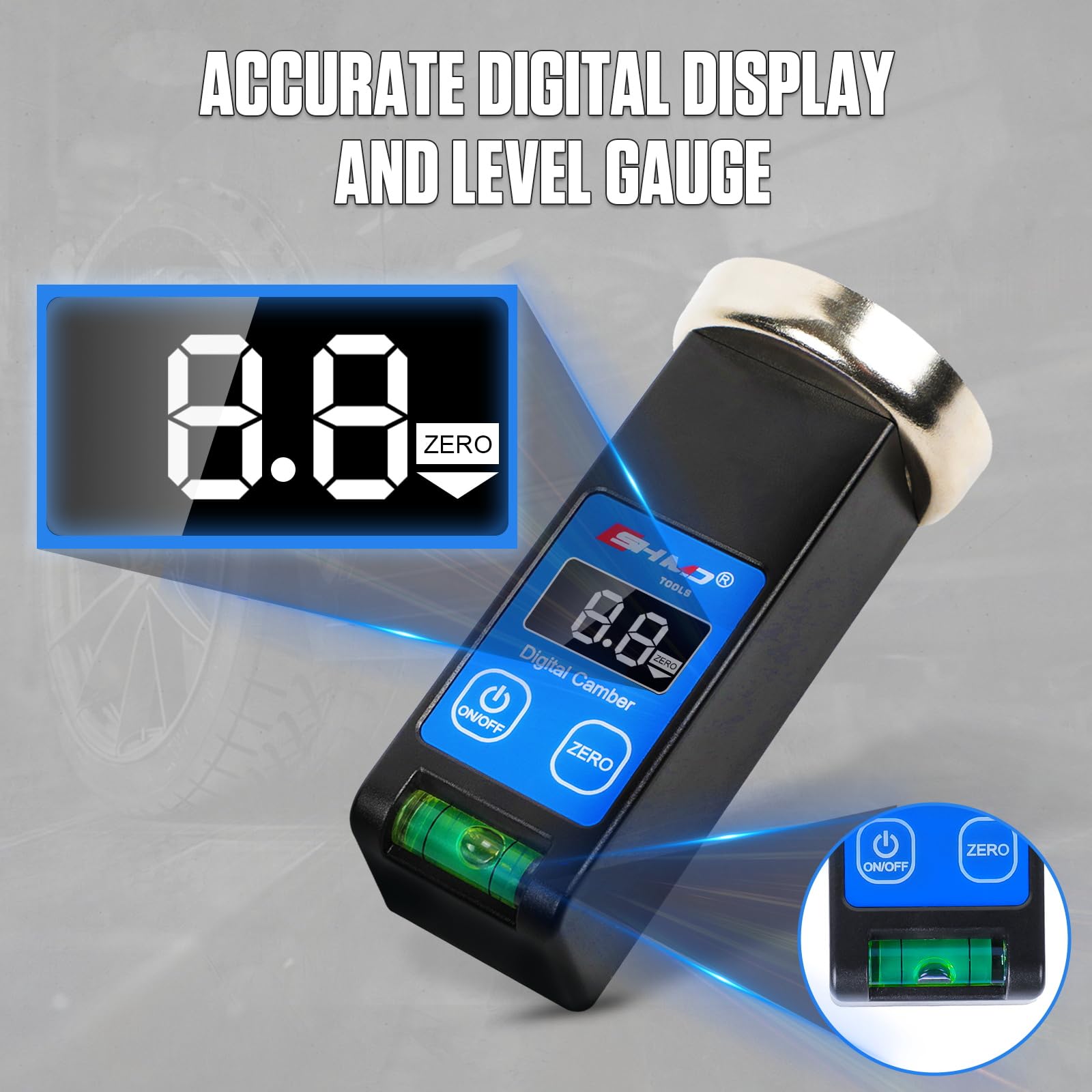 BELEY HD LCD display illuminated for clear nighttime readings and battery status