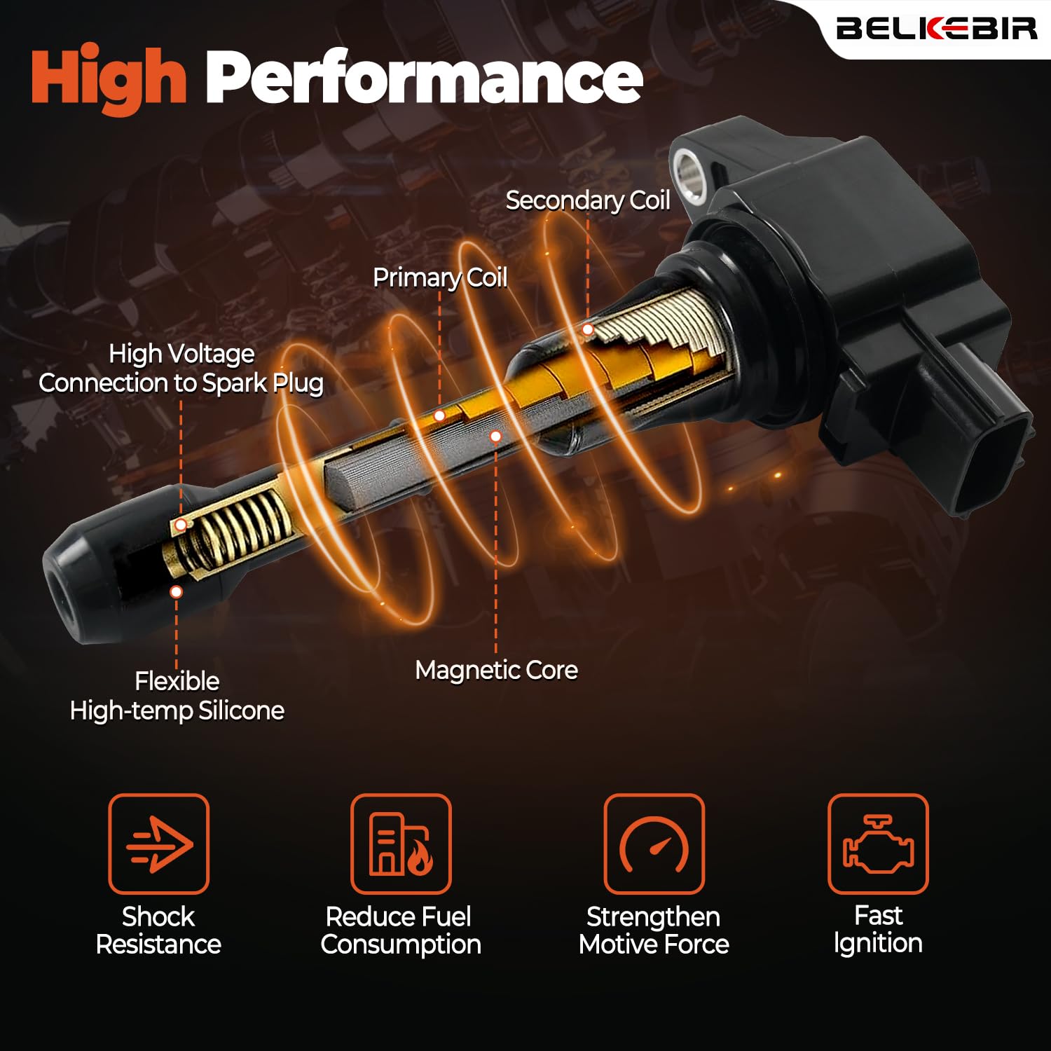 BELKEBIR installed coil on engine demonstrating direct-fit replacement reduces downtime