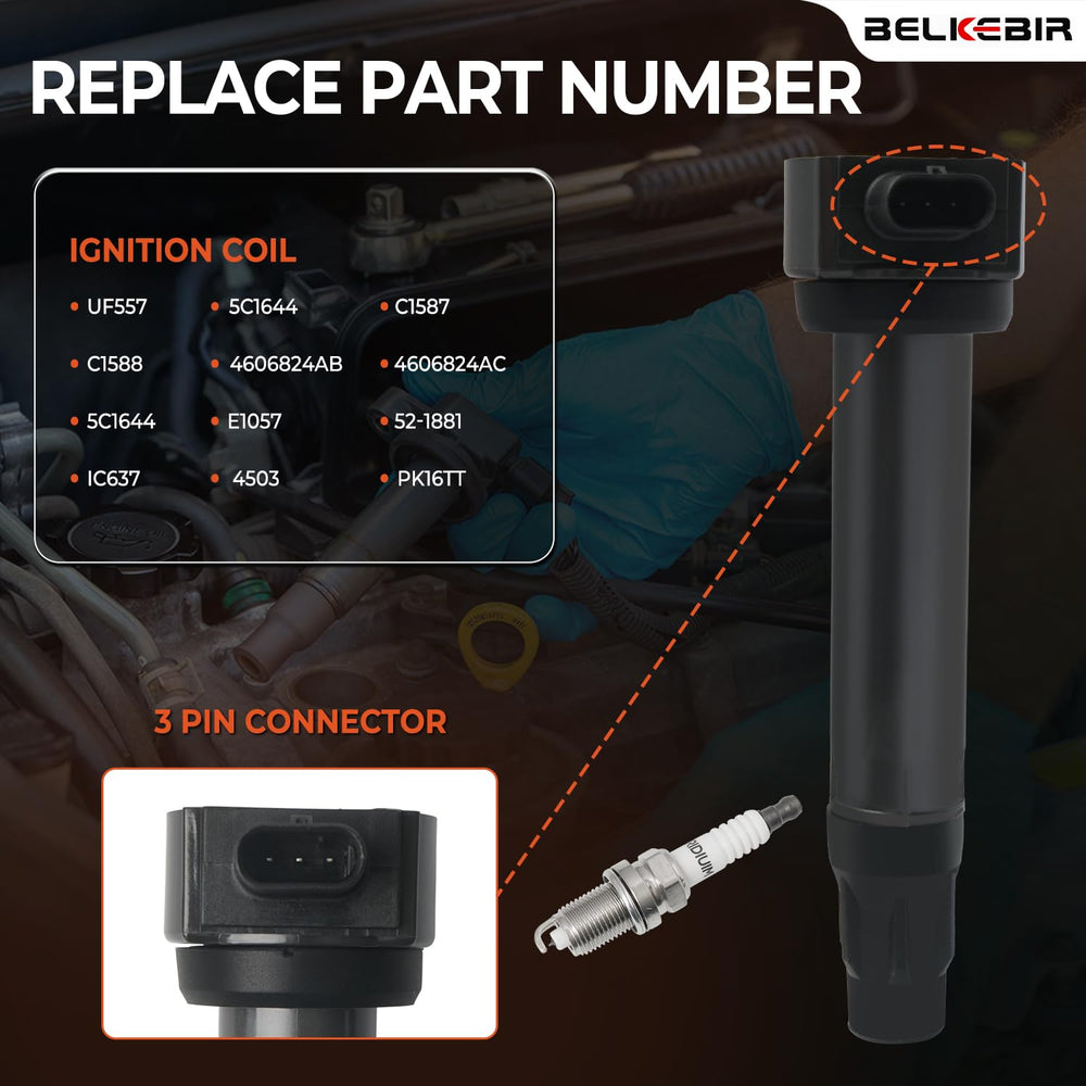 BELKEBIR iridium spark plug closeup showing fine electrode for long life