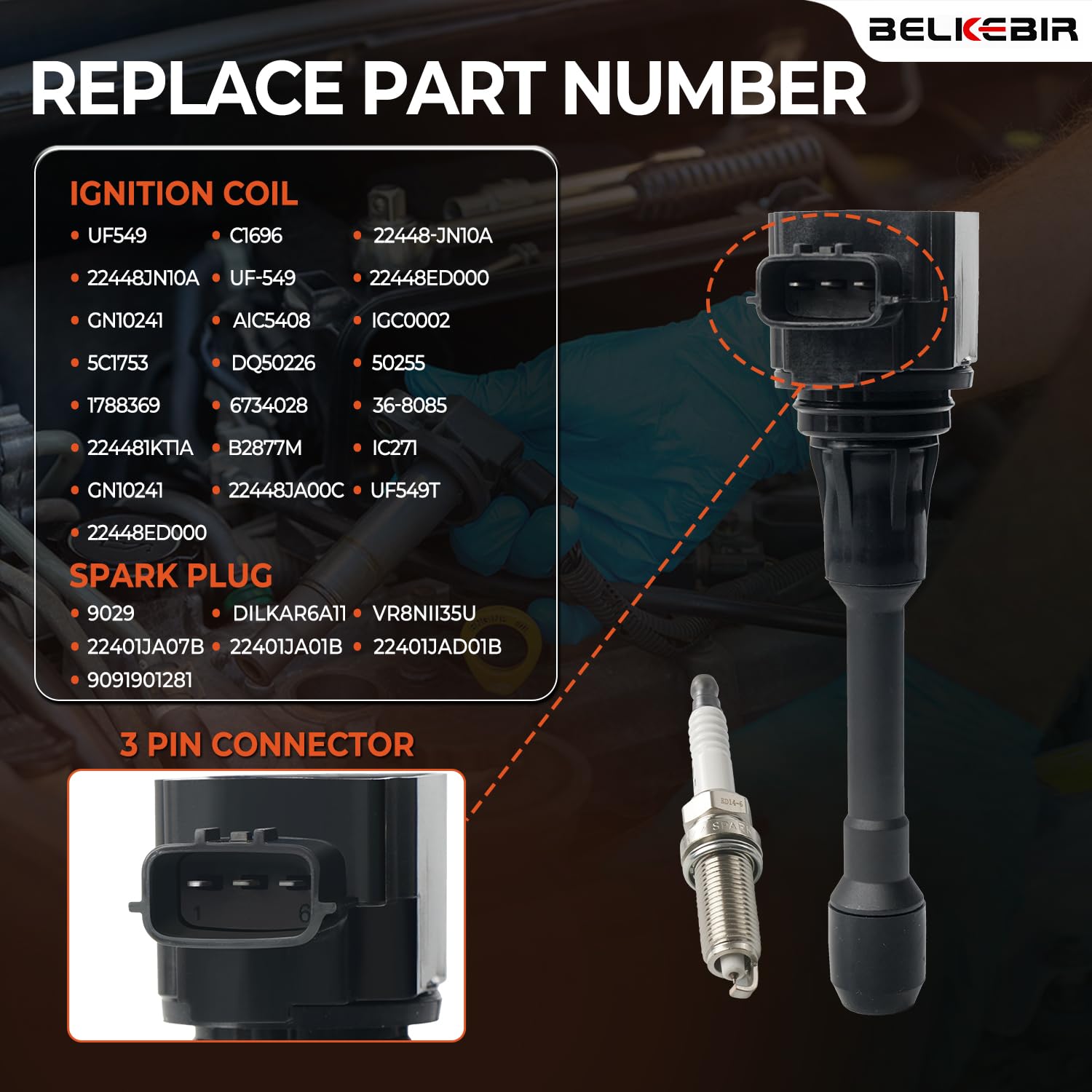 BELKEBIR iridium spark plug detail highlighting electrode for longer lifespan benefit