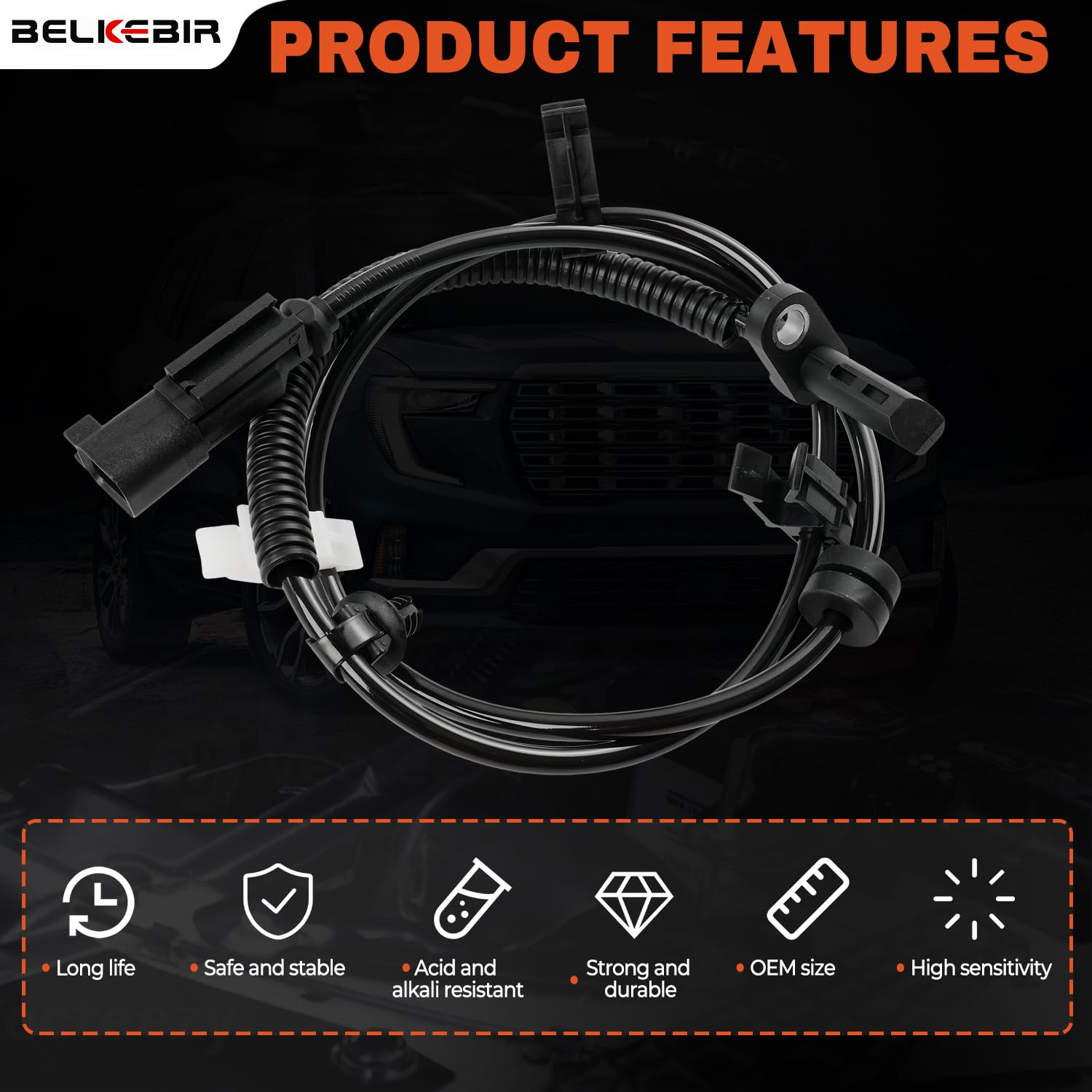 BELKEBIR sensor cable length layout showing proper reach and routing benefit