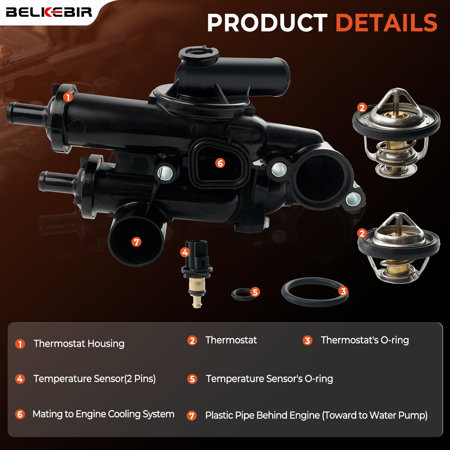 BELKEBIR side view showing coolant flow port and reinforced construction for durability