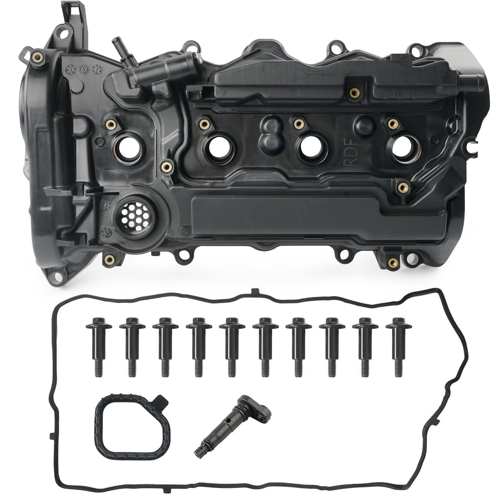 BELKEBIR valve cover front view showing mounting points and improved sealing