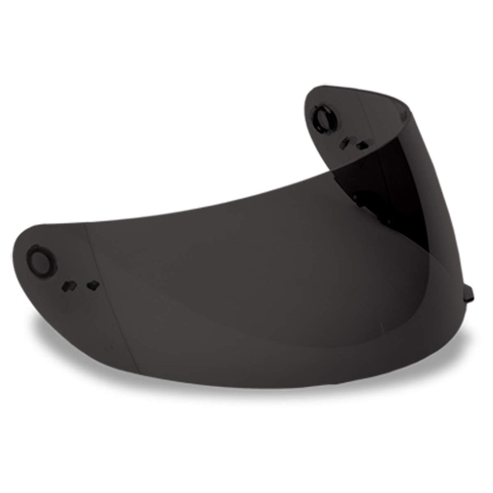BELL ClickRelease shield front view showing dark smoke tint and glare reduction