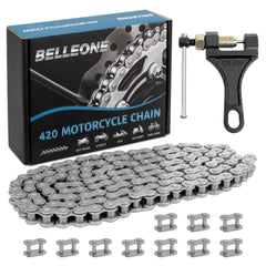 Belleone front packaging showing complete 420 chain kit and breaker tool for quick identification and confidence