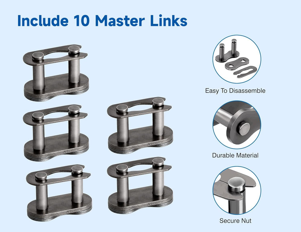 Belleone master links and accessories laid out for installers to see included spares and connection options