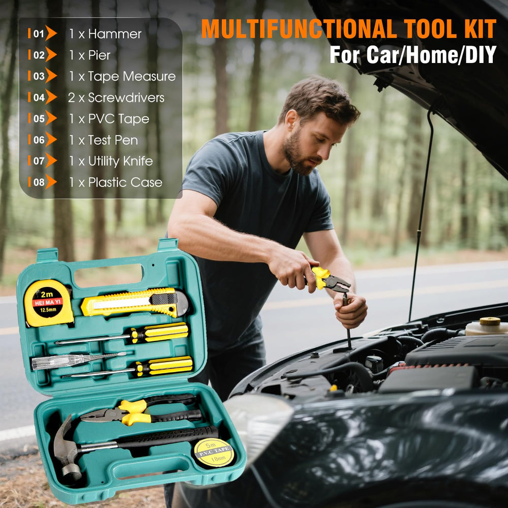 Beloskida repair tool set arranged for easy access during roadside fixes