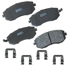 Bendix front pad set displayed flat, showing ready-to-install fit and reliability