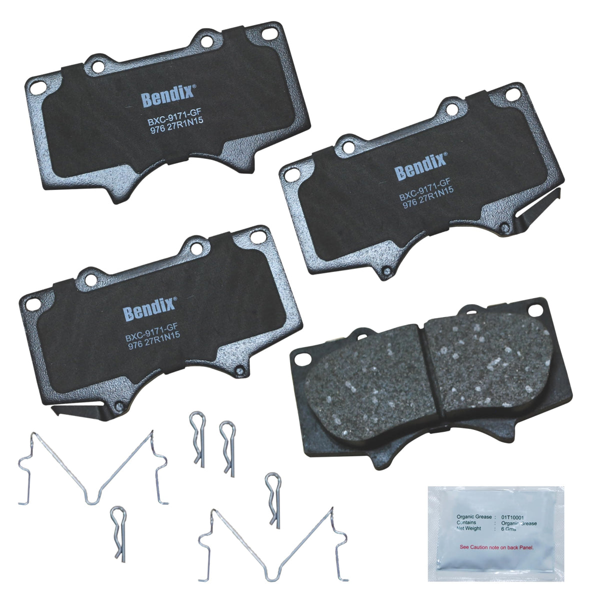 Bendix front brake pad set in packaging showing OE fit benefit