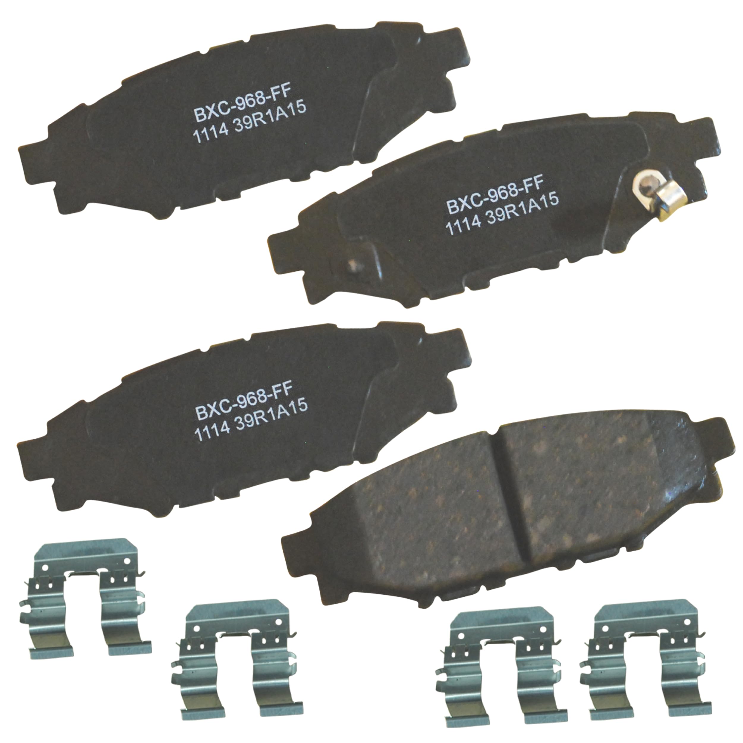 Bendix SBC1114 front view showing complete rear brake pad set and fit benefit