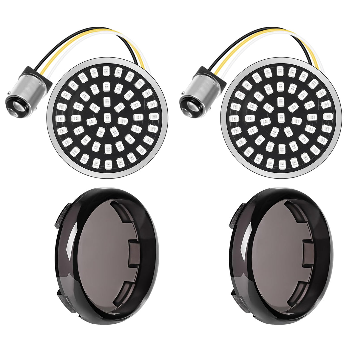 Benlari 1157 front view showing smoked lens and compact bullet shape for sleek styling