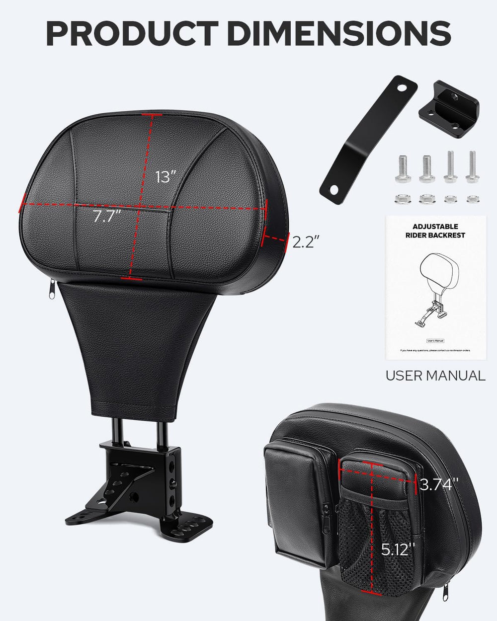 Benlari packaged backrest with storage bag and headphone jack included