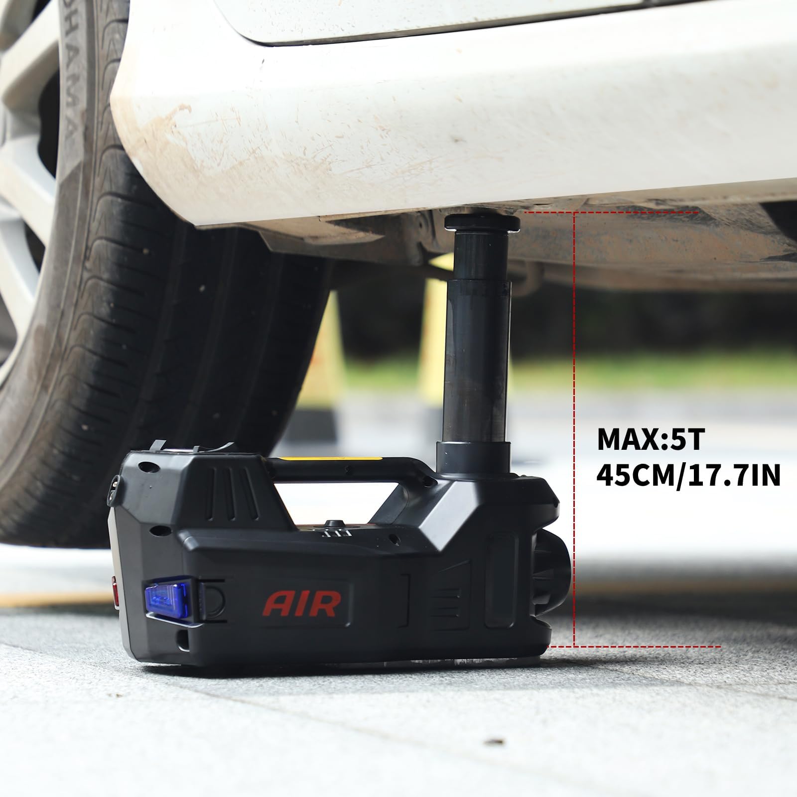 BENYAN size comparison next to tire showing scale and compact storage advantage