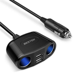 BESTEK front view showing both sockets and USB ports for convenient multi-device charging