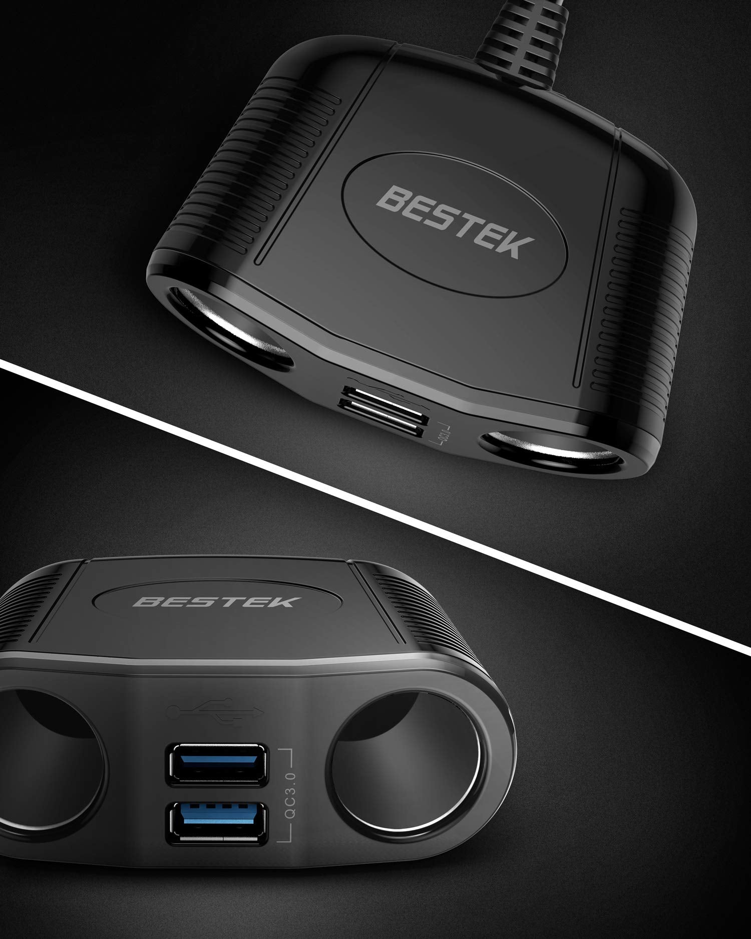 BESTEK textured housing detail indicating durable build and heat dissipation benefit